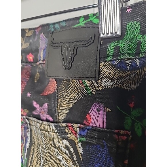 Lucky and Blessed Jeans Wide Leg Flare Size 8 Black Floral Boho Western Rodeo - Picture 9 of 12